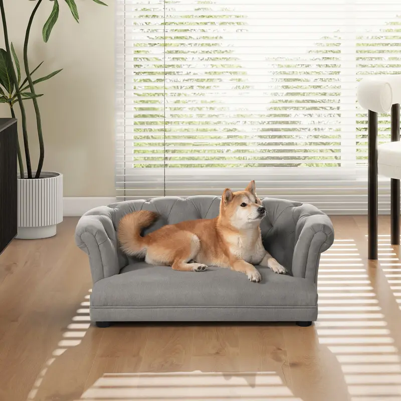 Kiki Chesterfield-Style Dog Sofa Bed – Medium Size with Button-Tufted Back