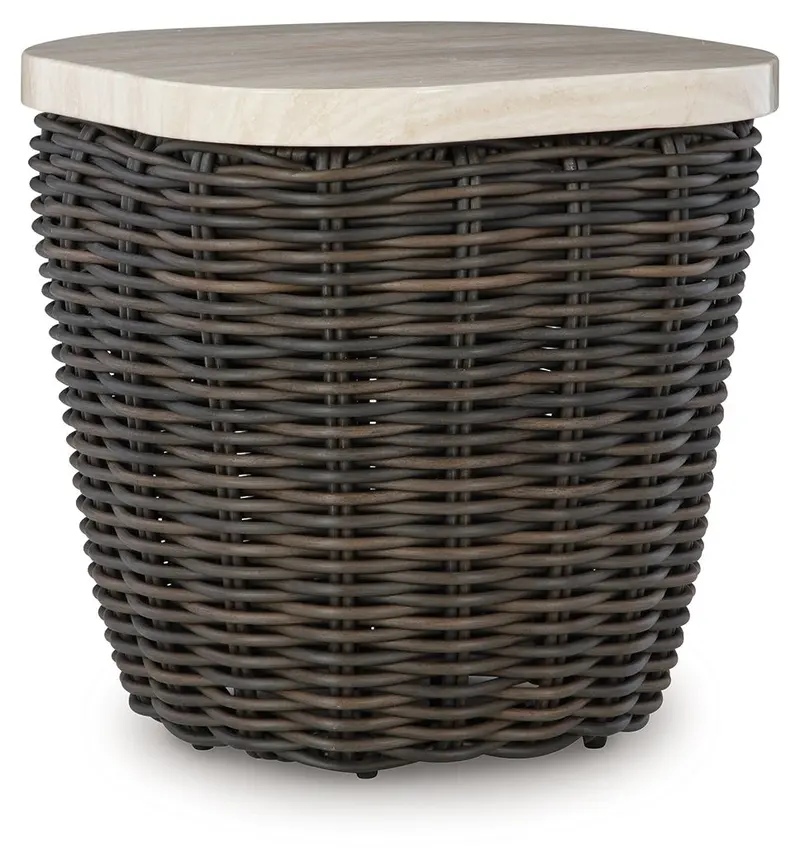 Kimora Beige and Dark Brown End Table