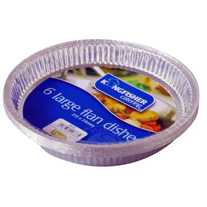 Kingfisher Pack of 6 Large Foil Flan Cases – Oven-Safe Baking Dishes
