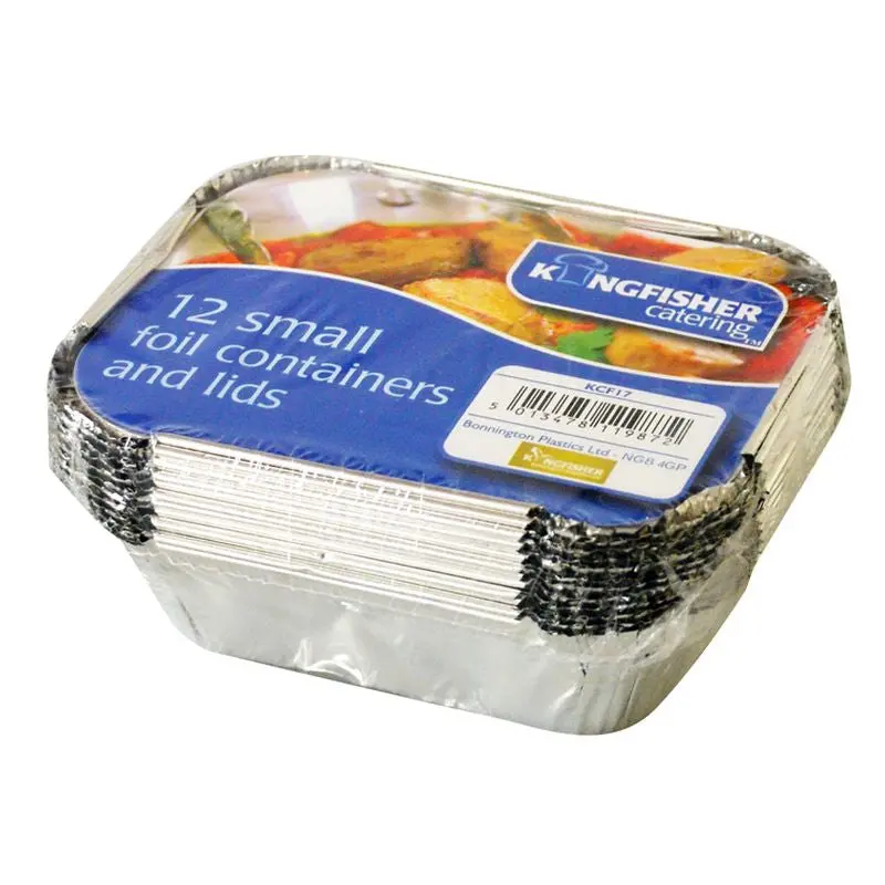Kingfisher Small Foil Food Containers with Secure Lids – Pack of 12