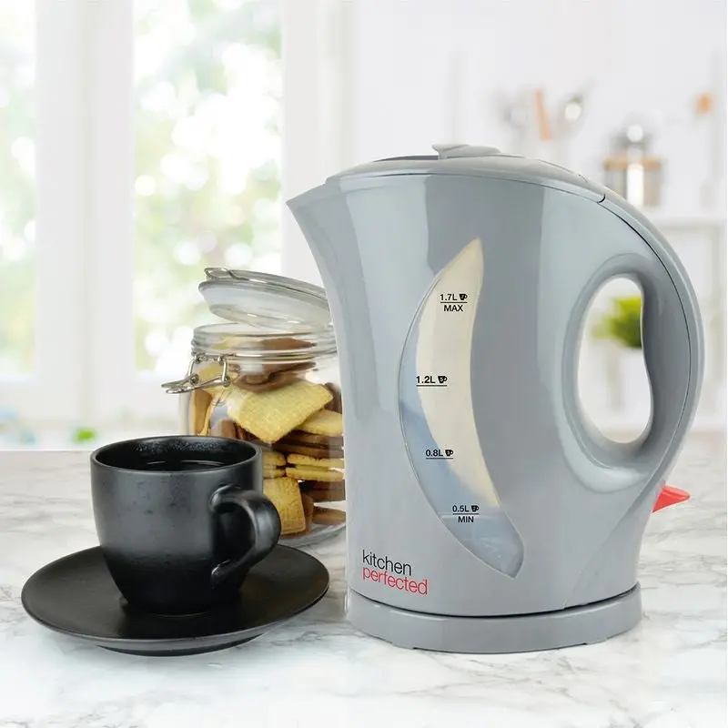 KitchenPerfected Cordless Kettle – Sleek Grey 1.7L Rapid-Heat Electric Kettle