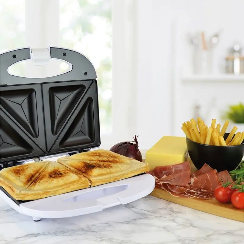 KitchenPerfected Double Sandwich & Omelette Maker – White Dual-Function Cooking Grill