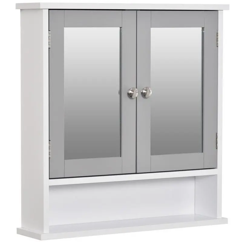 Kleankin Double-Door Mirrored Wall Cabinet for Bathrooms