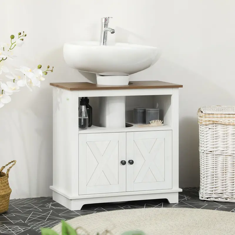 kleankin Double-Door Under-Sink Bathroom Vanity Unit with Shelves