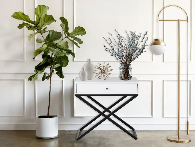 Koda Cross-Base Side Table with Drawer and Nightstand Function
