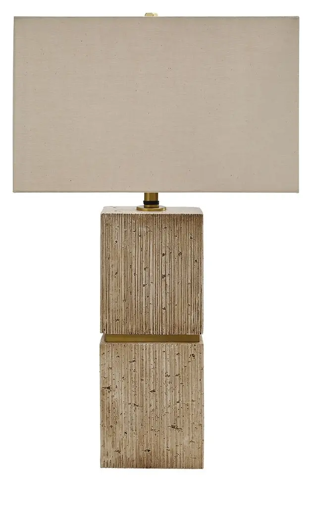 Laddner Beige Polyresin Table Lamp with Textured Base