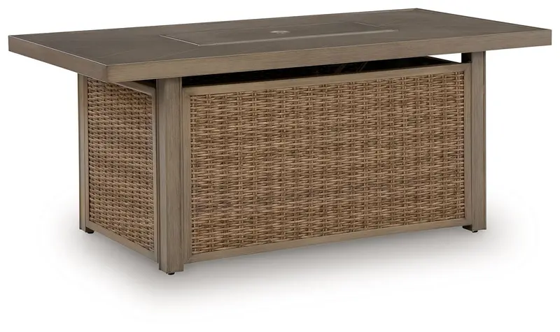 Laguna Heights Beige Concrete-Look Rectangular Fire Pit Table