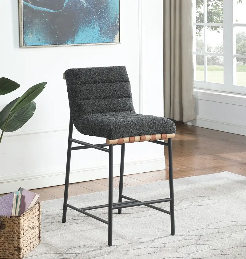 Lahni Bouclé Counter-Height Dining Chair – 17-Inch Seat Height and Textured Fabric