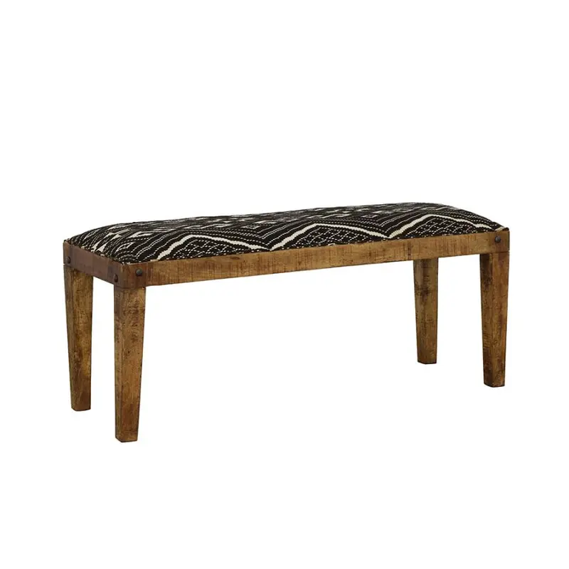 Lamont Black and Natural Fabric Upholstered Accent Bench