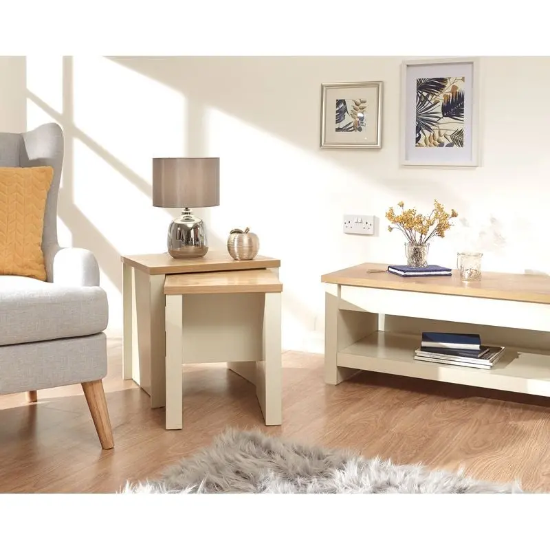 Lancaster Cream Nesting Tables Set – Compact, Stylish Living Room Storage Solution