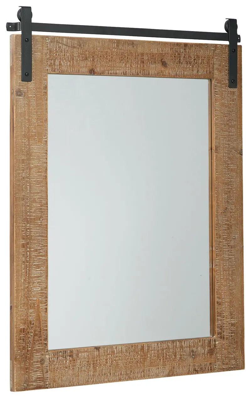 Lanie Antique-Brown Wooden Accent Mirror – Wall-Mounted Design