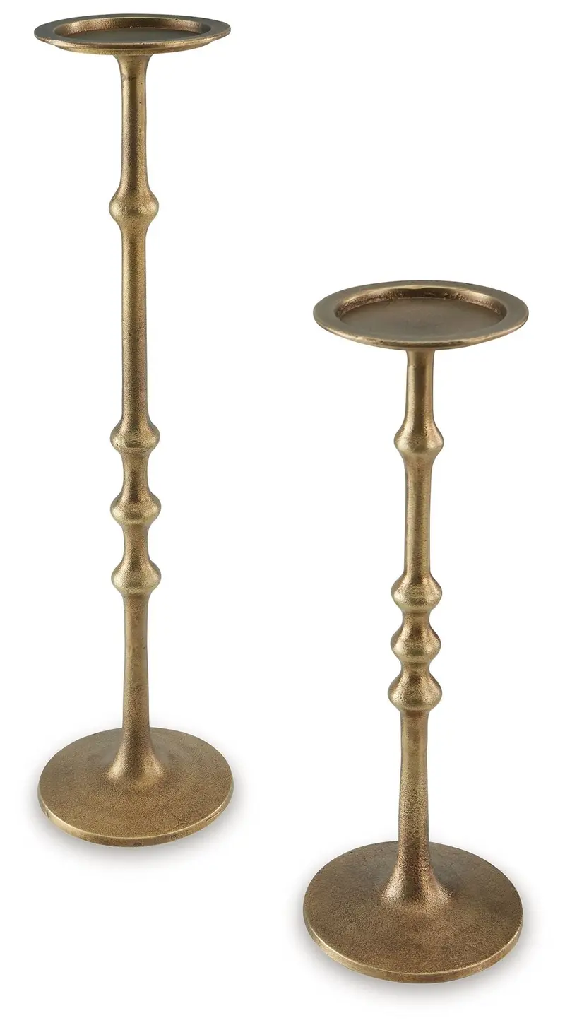 Larwick Antique Brass Candle Holder Pair
