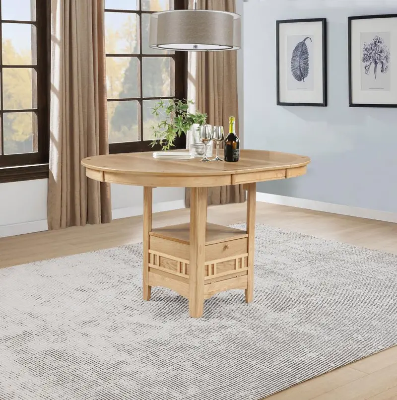 Lavon Light Oak 60-Inch Oval Counter-Height Extension Dining Table