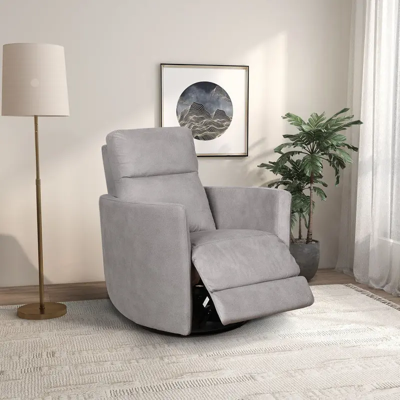 Lawson Swivel Glider Recliner – Latte Suede Finish with Smooth Motion Functionality