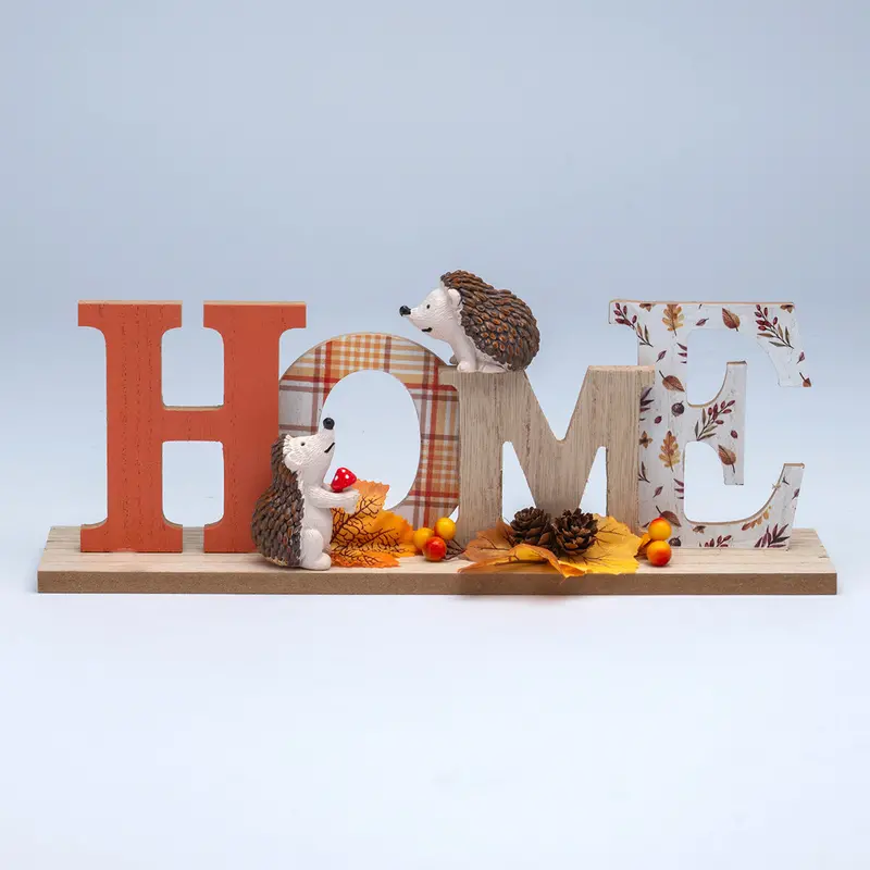 Leaf-Pattern Hedgehog Display Figure – 32cm Colourful Halloween or Nature-Inspired Home Decor