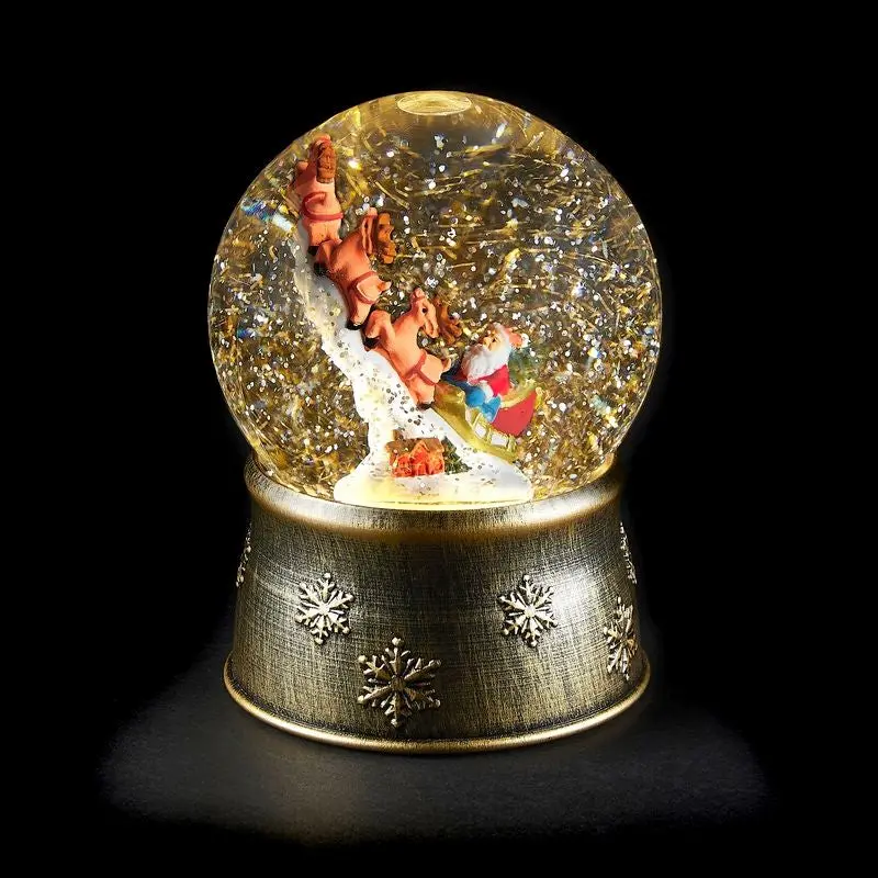 LED-Powered Snow Globe Featuring Spinning Reindeer & Glitter – Festive Christmas Table Decoration