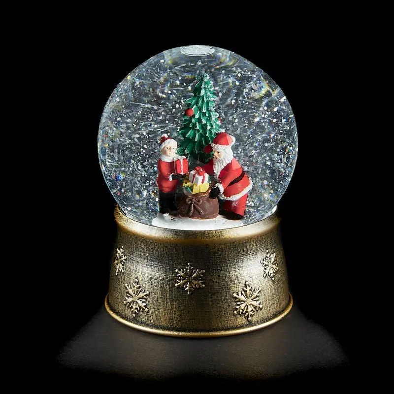 LED Santa Tree Snow Globe – Rotating Glitter Effect Christmas Decor