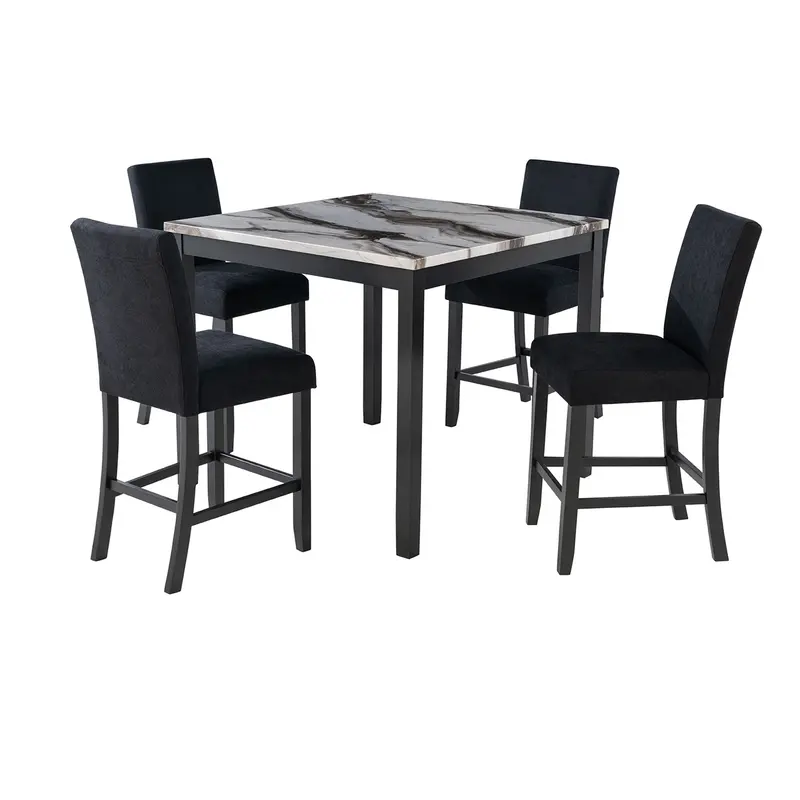 Leoncia Espresso-and-White Bar Set – 1 Table + 4 Matching Stools
