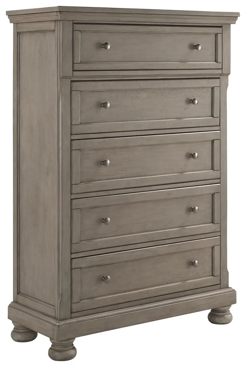 Lettner Light Gray Five-Drawer Chest with Dual Handles