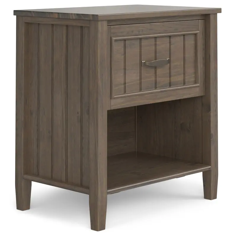 Lev Smoky Brown Bedside Table with Thoughtful Storage