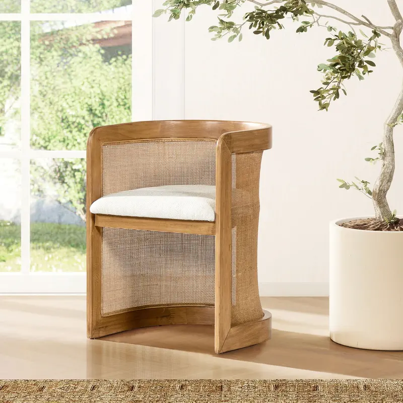 Lilith Upholstered Dining Chair – Stain-Resistant White Pepper Finish