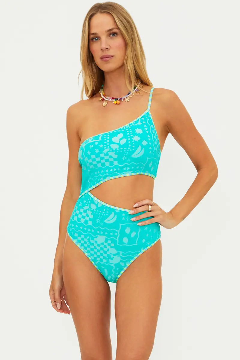 Liora Terry Cloth One-Piece Swimsuit in Aqua Haze