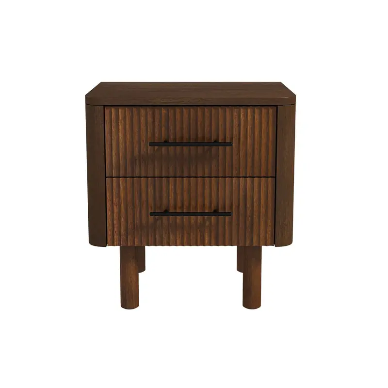 Logan Nightstand with Dual Drawers – Brown Finish