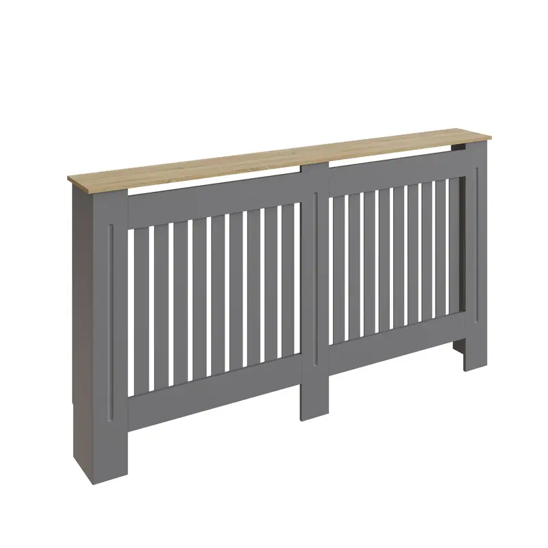 Longslow Large Grey and Oak Radiator Cover with Open Shelf