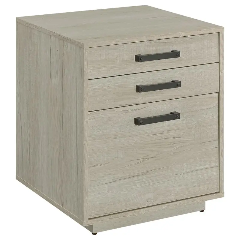 Loomis 3-Drawer File Cabinet – Whitewashed Gray Office Storage Solution