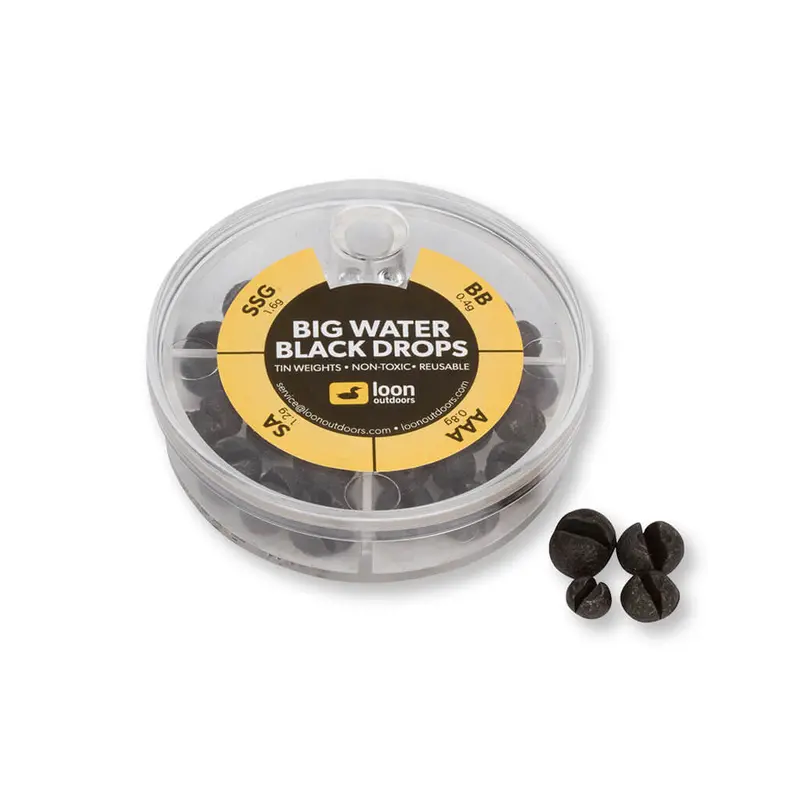 Loon Black Drop Split Shot Assorted Sizes