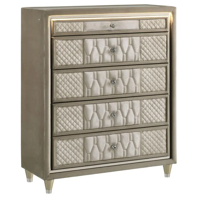 Lorient LED-Lit 5-Drawer Chest of Drawers with Soft-Close Hardware