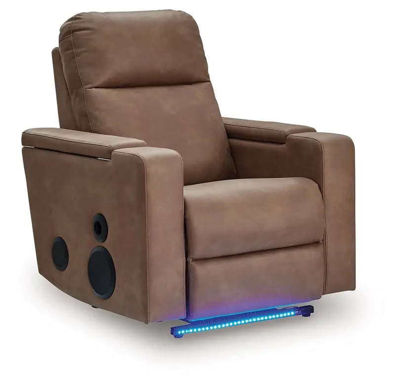 Lorrenton Caramel Glider Power Recliner with Built-in Audio System