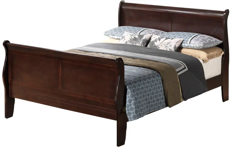 Louis Phillipe Cappuccino Panel Sleigh Bed