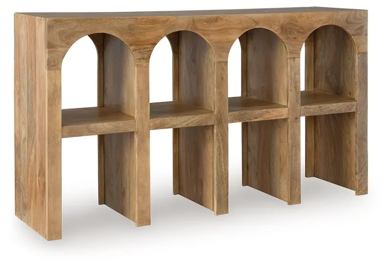 Luzmanacy Natural Brown Wooden Console Sofa Table