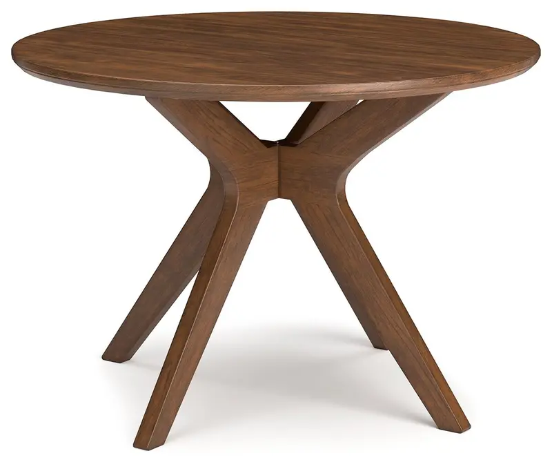 Lyncott Brown Round Dining Table – Compact Centerpiece for Small Spaces