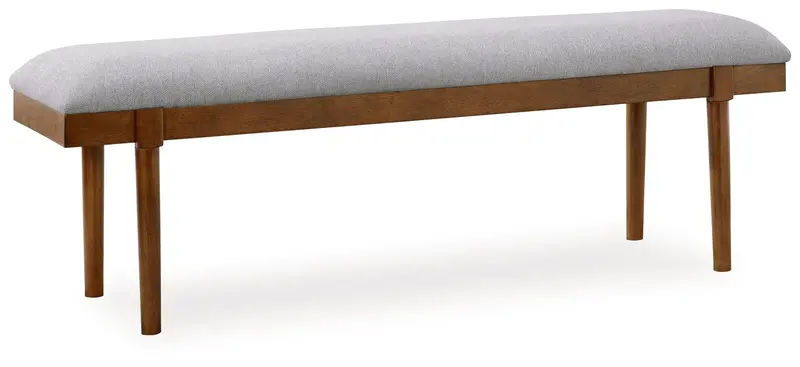 Lyncott Large Gray & Brown Dining Bench – Upholstered Seating for Extended Tables