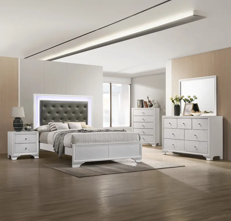 Lyssa Frost 5-Drawer Chest – Soft-Close Storage with Subtle Texture