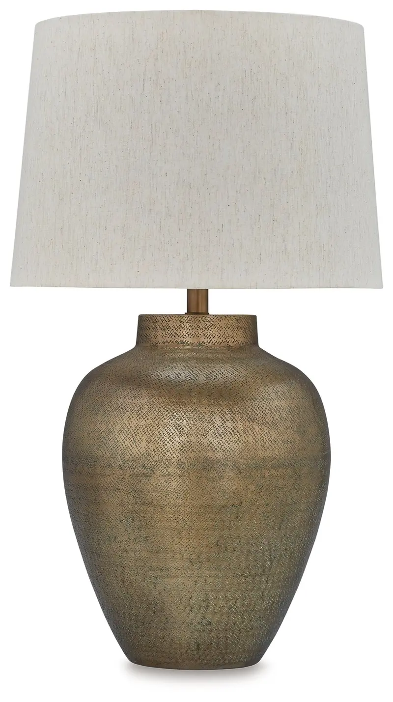 Madney Antique Gold Metal Table Lamp with Textured Base