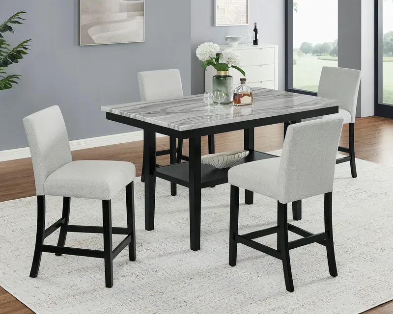 Marbel 5-Piece Faux Marble Counter-Height Dining Set