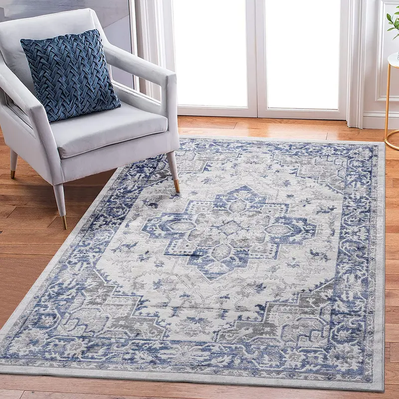 Marfi Blue and Gray Oriental Area Rug – 8 ft x 10 ft