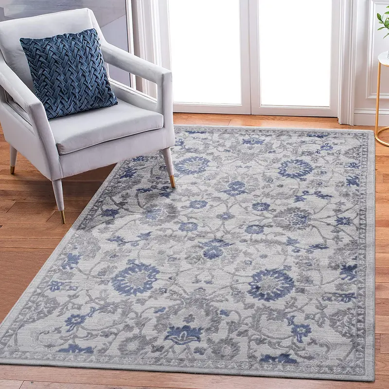 Marfi Blue and Silver Oriental-Style Area Rug – 8 ft x 10 ft