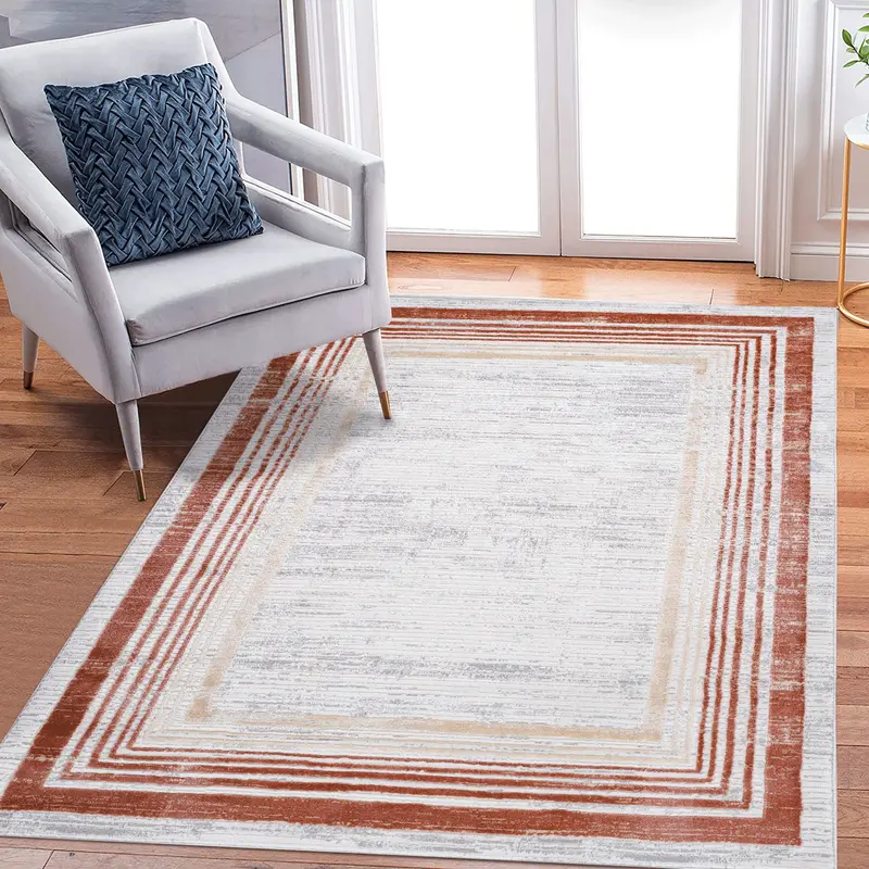 Marfi Brown and Ivory 6 ft x 9 ft Elegant Border-Embellished Rug