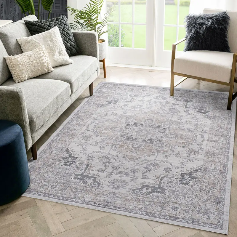 Marfi Ivory and Beige Oriental Area Rug – 8 ft x 10 ft