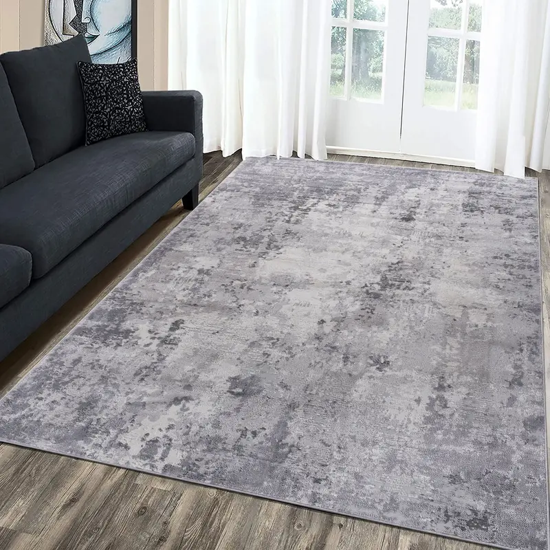 Marfi Light Gray Abstract Area Rug – 8 ft x 10 ft