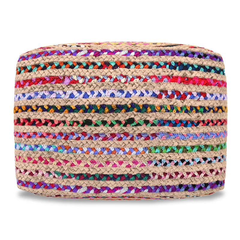Margo Handwoven Multicolor Square Pouf – Boho Accent Piece