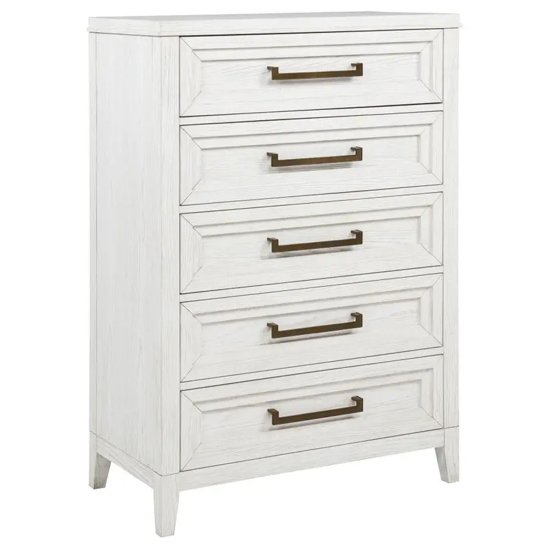Marielle Distressed White 5-Drawer Bedroom Chest