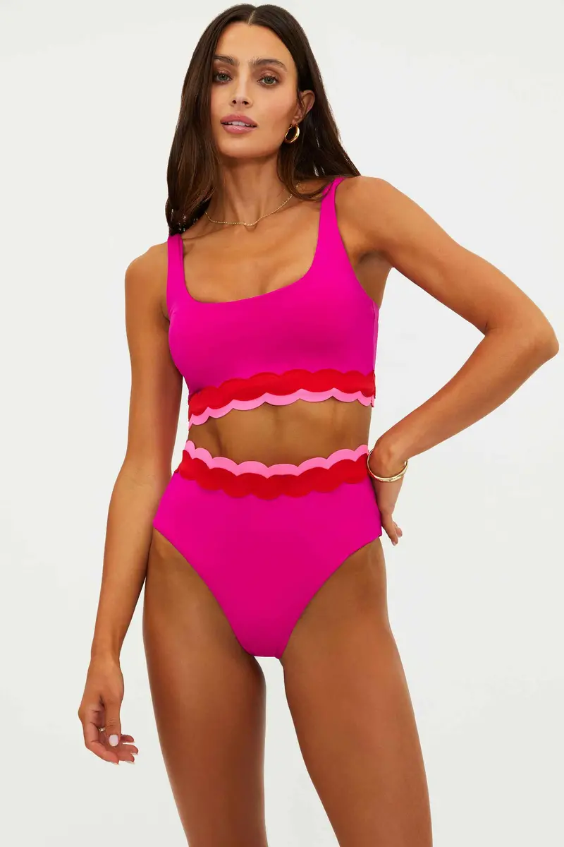 Marin Trendy Top – Fuchsia Red Neon Wave