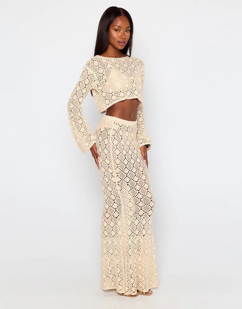 Marina Beige Maxi Skirt by Summer Haus
