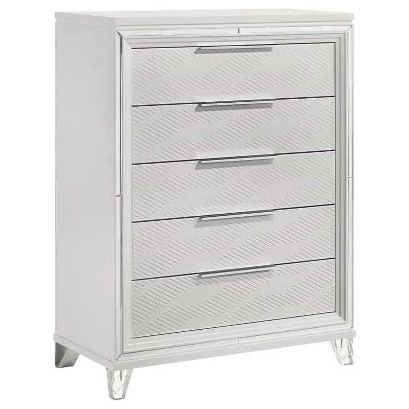 Marmore White 5-Drawer Bedroom Chest
