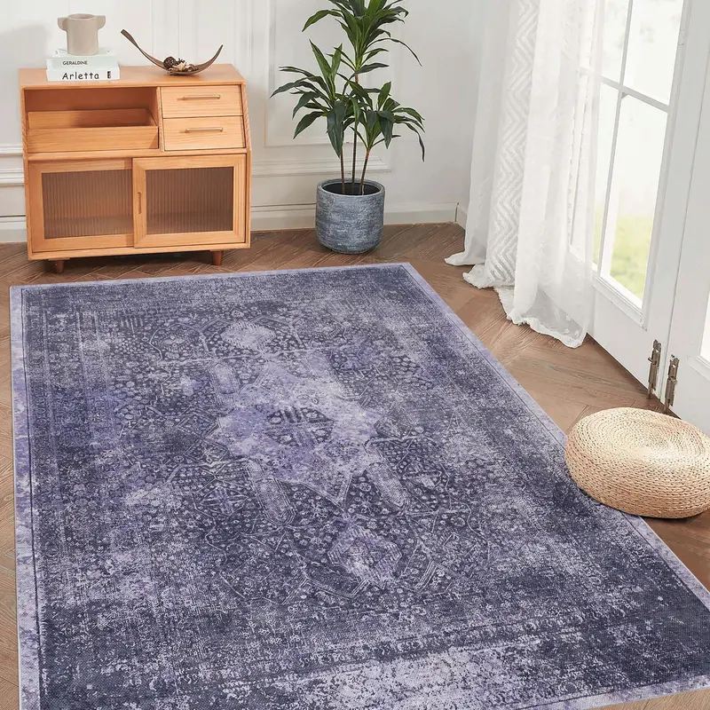 Maval 8′ x 10′ Anthracite Washable Area Rug